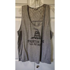 Cheekys Fightin’ Side of Me Gray Lace Back Graphic Tank Top Women’s Size XXL